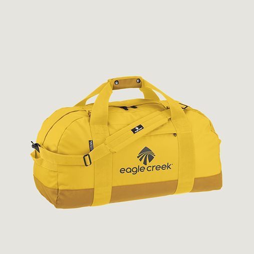 African safari packing tips include choosing a lightweight yellow Eagle Creek duffel bag.