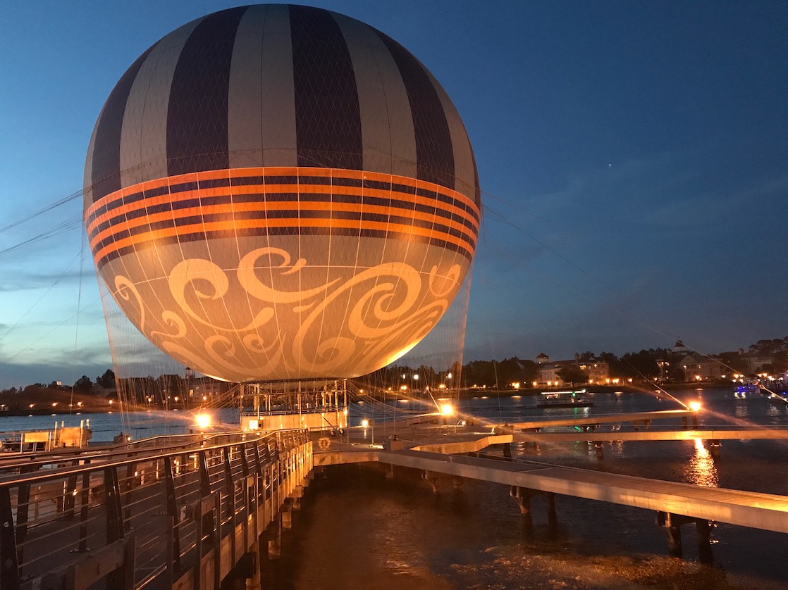 What to see at Disney Springs include a hot air balloon for tethered rides and Disney Springs is free.