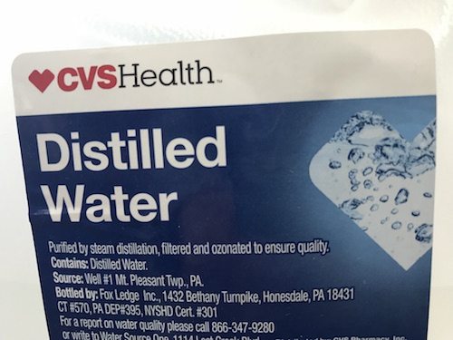 distilled water label