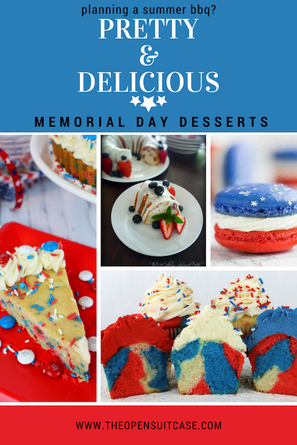 collage of patriotic memorial day desserts