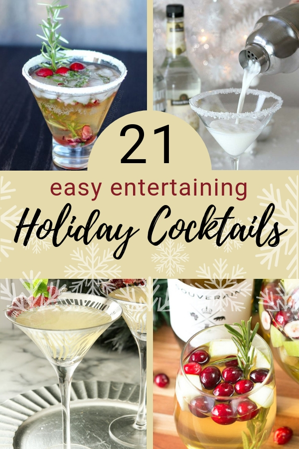 Hosting a holiday party? Wondering what to serve? Here are 21 festive and easy to mix holiday cocktails. #party #entertaining #christmasparty