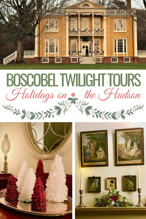 Boscobel is one of the grand historic homes on the Hudson River. A quick train trip from NYC gets you there during the holidays for twilight tours. It's a wonderful way to have family fun during the Christmas season. #hudsonvalley #nycgetaway #historichudson