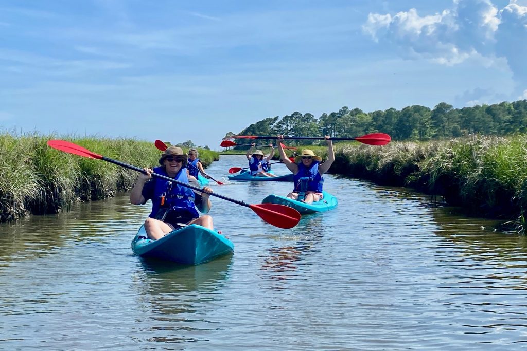 Kayakers in Rehoboth Bay, a fun thing to do in Delaware